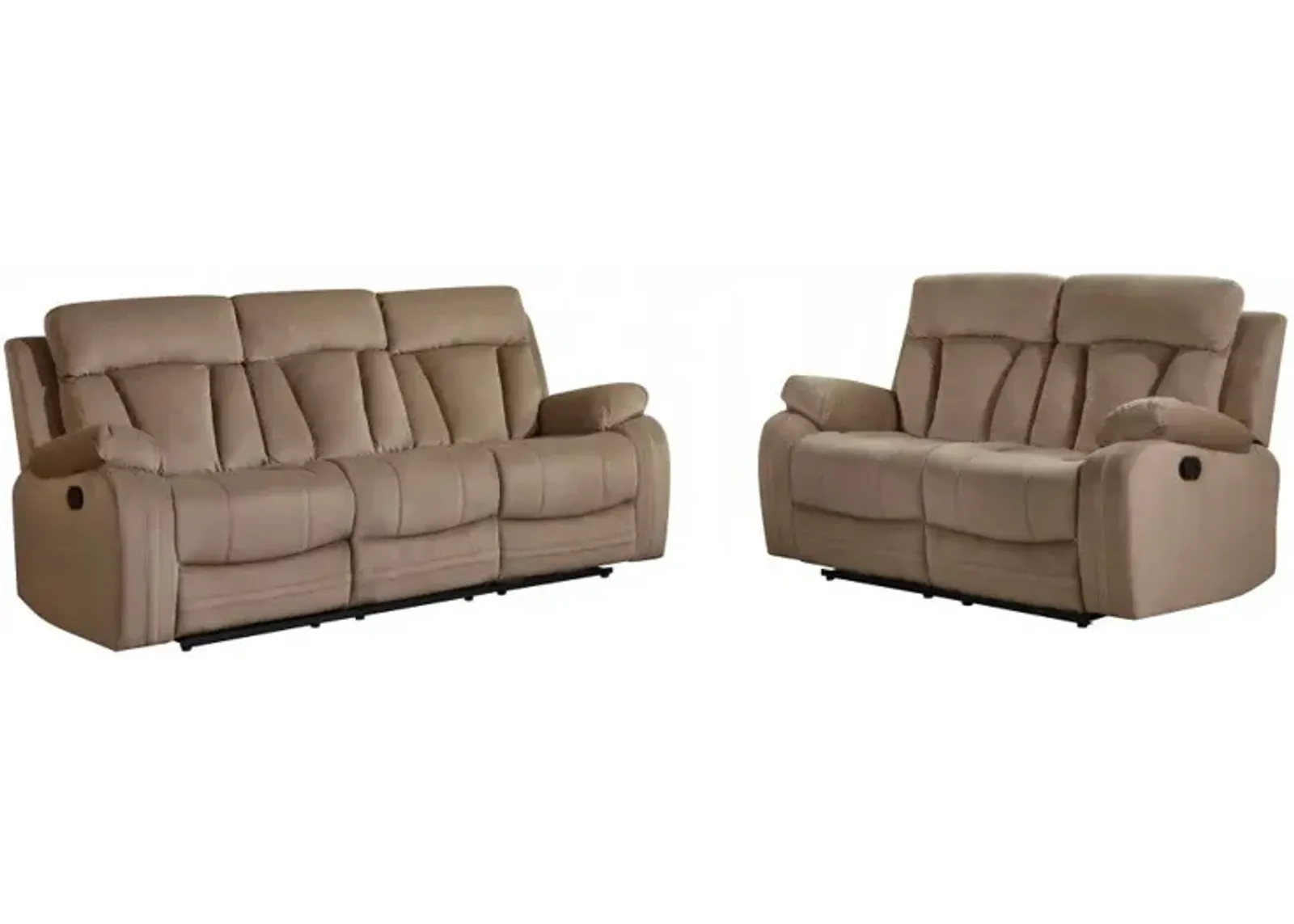 2 Piece Indoor Five Person Seating Set Microsuede - Beige