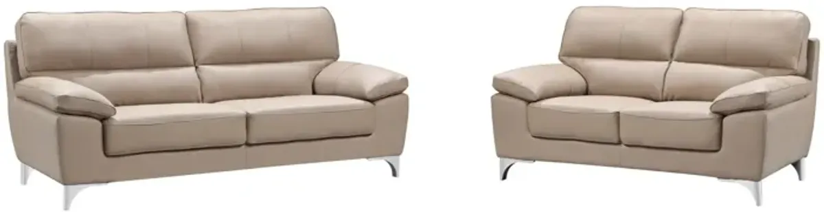 2 Piece Indoor Faux Leather Five Person Seating Set - Beige