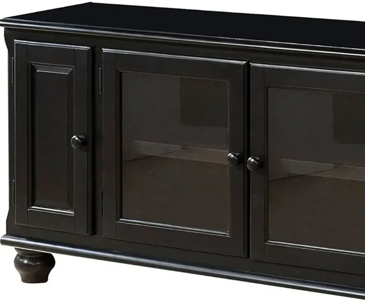 Wood Glass Veneer (Melamine) TV Stand - Black