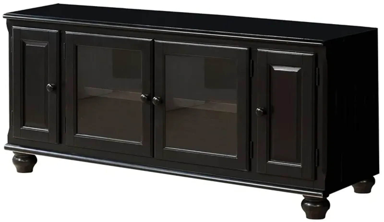 Wood Glass Veneer (Melamine) TV Stand - Black