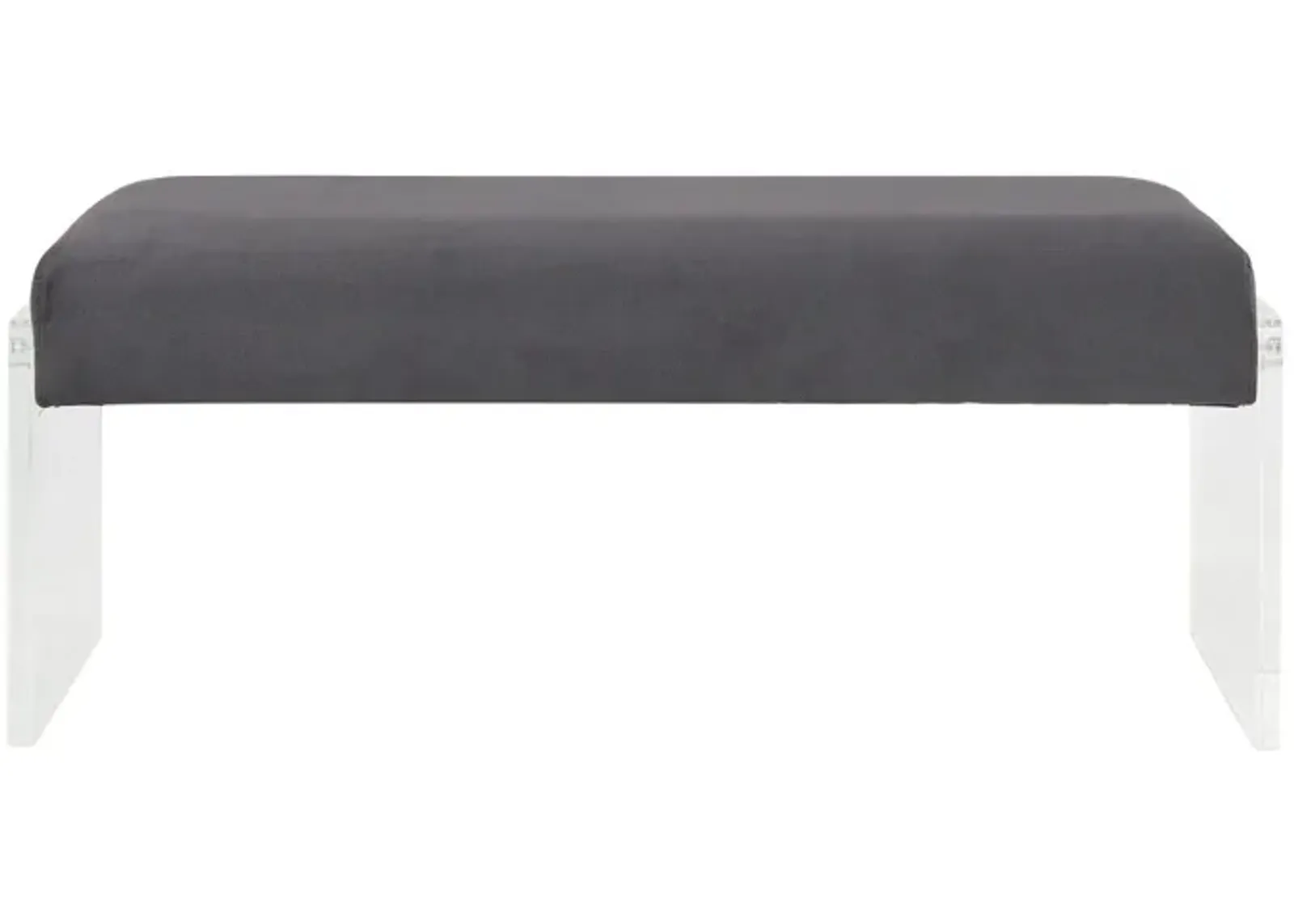 Upholstered Polyester Blend Bench - Charcoal / Clear