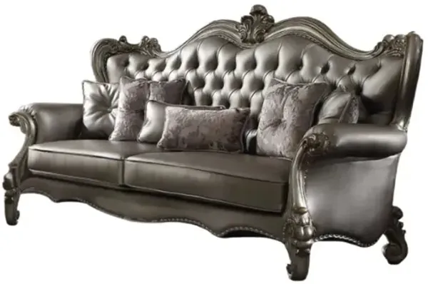 Velvet Curved Sofa And Toss Pillows - Platinum