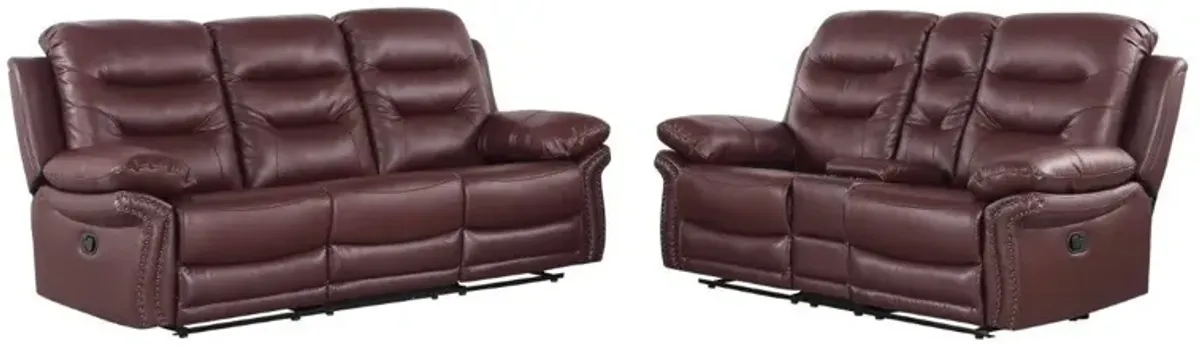 2 Piece Indoor Faux Leather Five Person Seating Set - Burgundy