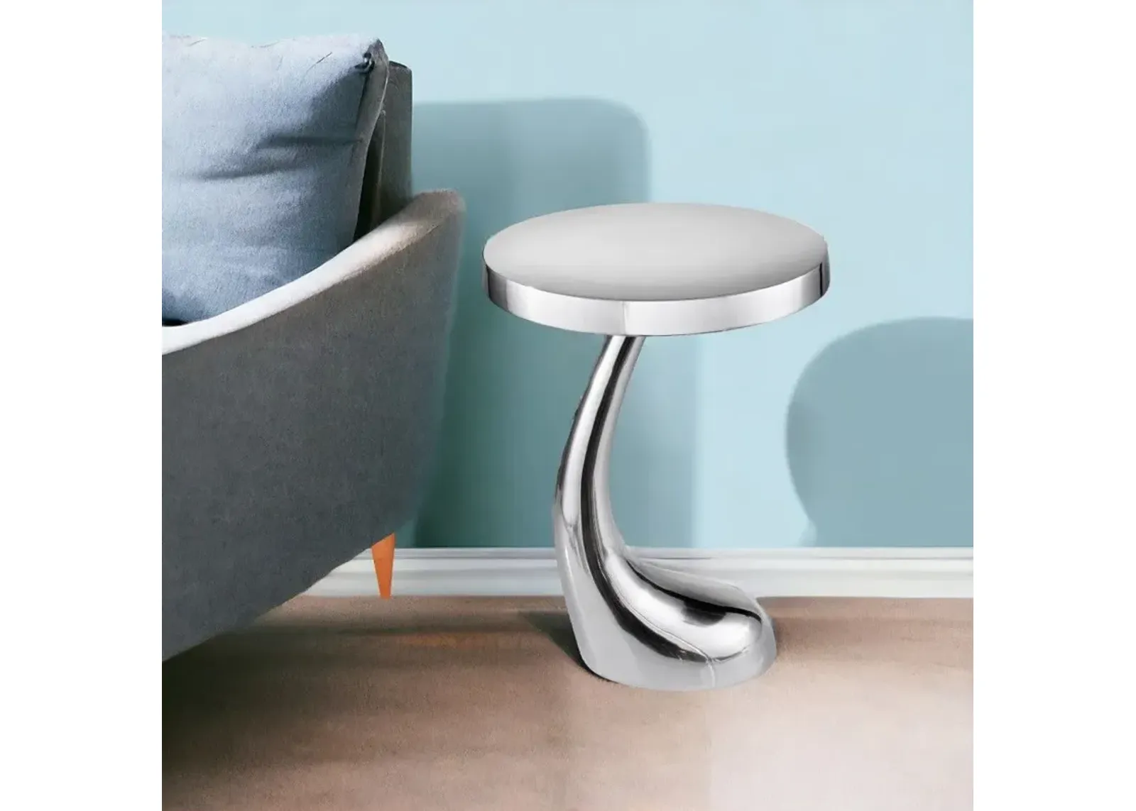 Round End Table - Silver