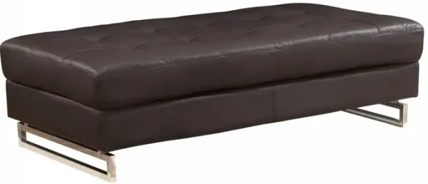 Faux Leather Ottoman - Brown / Gold