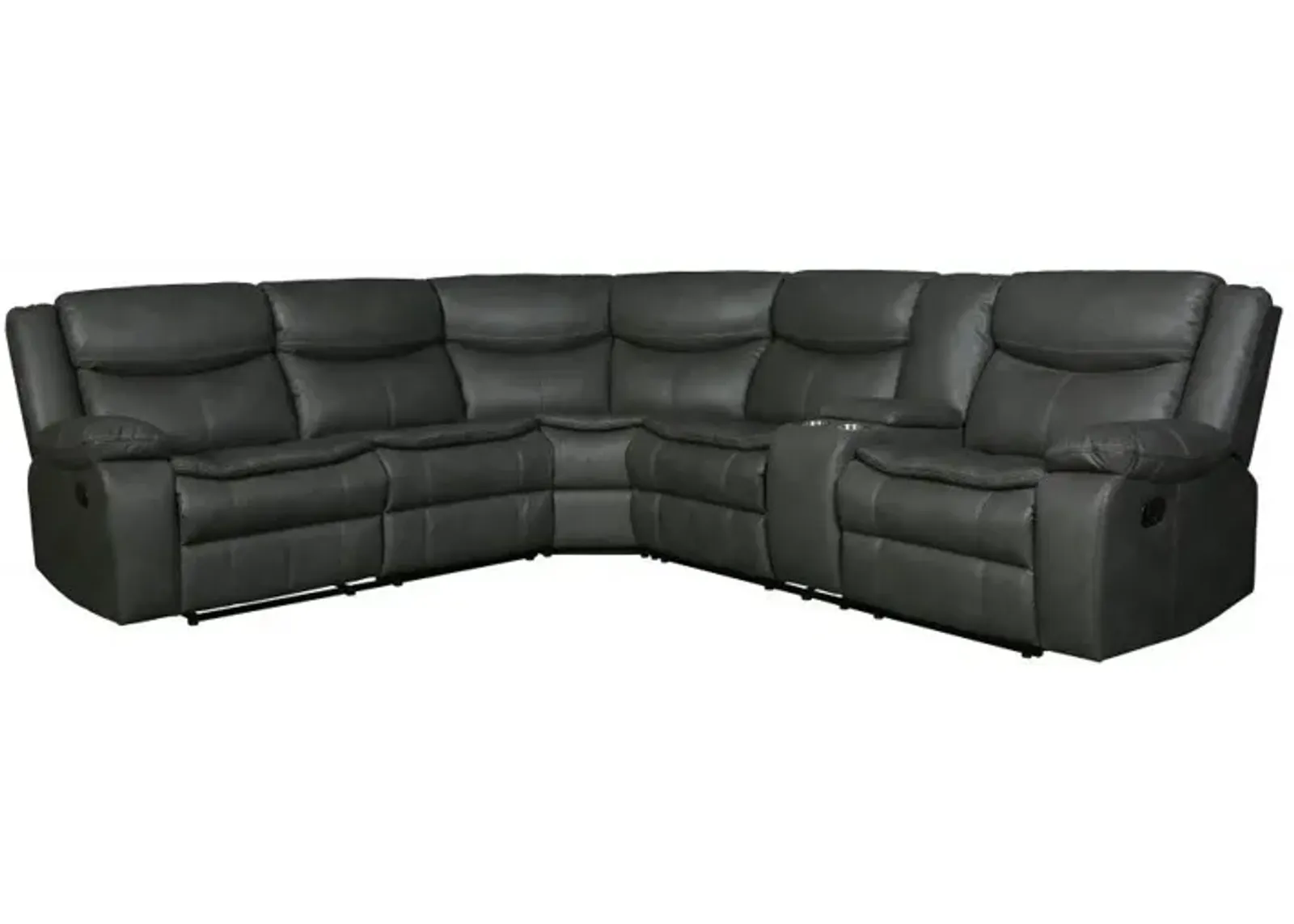 Polyester Blend Reclining U Shaped Three Piece Corner Sectional With Console - Gray