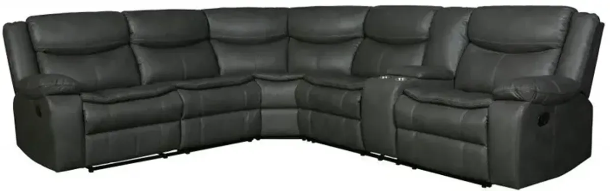 Polyester Blend Reclining U Shaped Three Piece Corner Sectional With Console - Gray