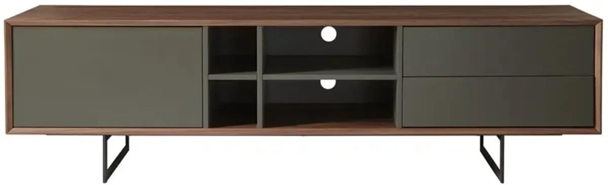 Media TV Stand In Walnut - Dark Gray