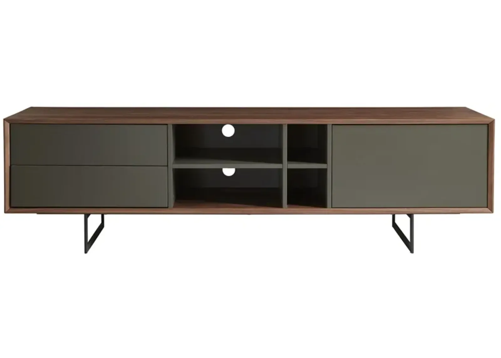 Media TV Stand In Walnut - Dark Gray