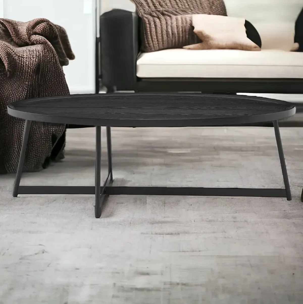 Metal Oval Coffee Table - Black