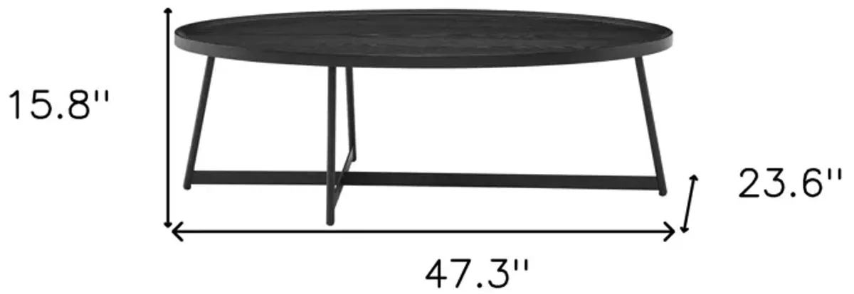 Metal Oval Coffee Table - Black