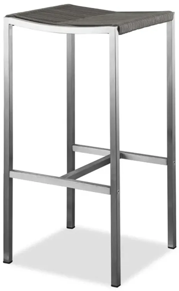 Stainless Steel Backless Bar Height Bar Chairs (Set of 4) - Brown / Silver