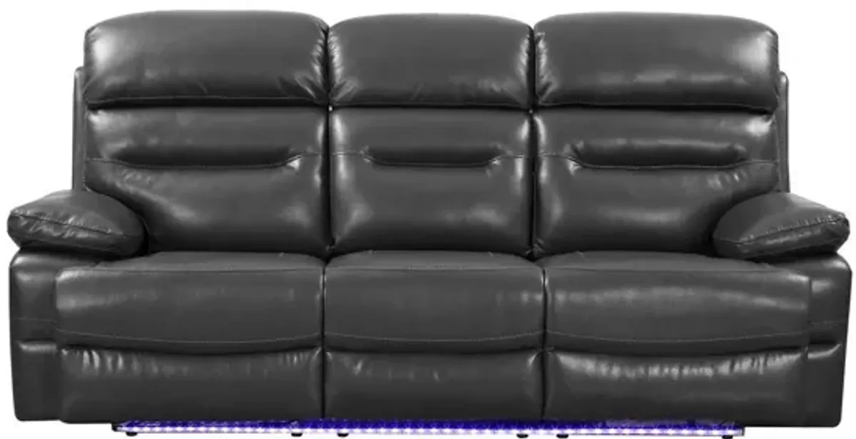 Usb Sofa Faux Leather With Black Legs - Gray