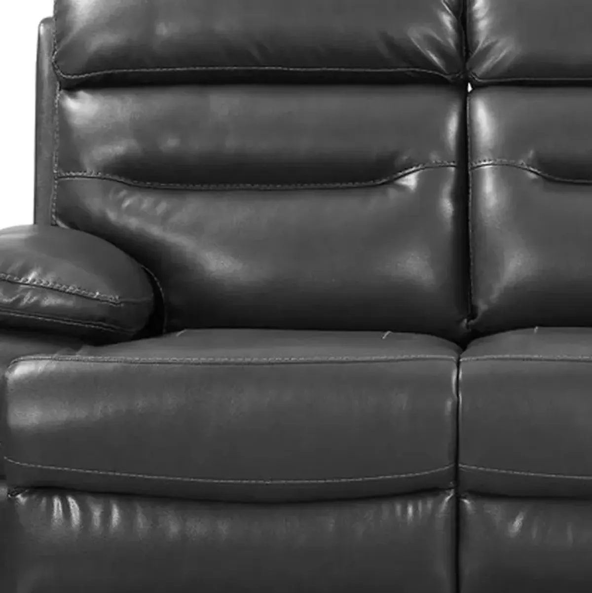 Usb Sofa Faux Leather With Black Legs - Gray