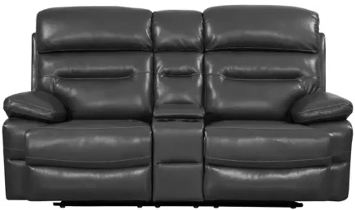 Faux Leather Love Seat With Storage Manual Reclining - Gray