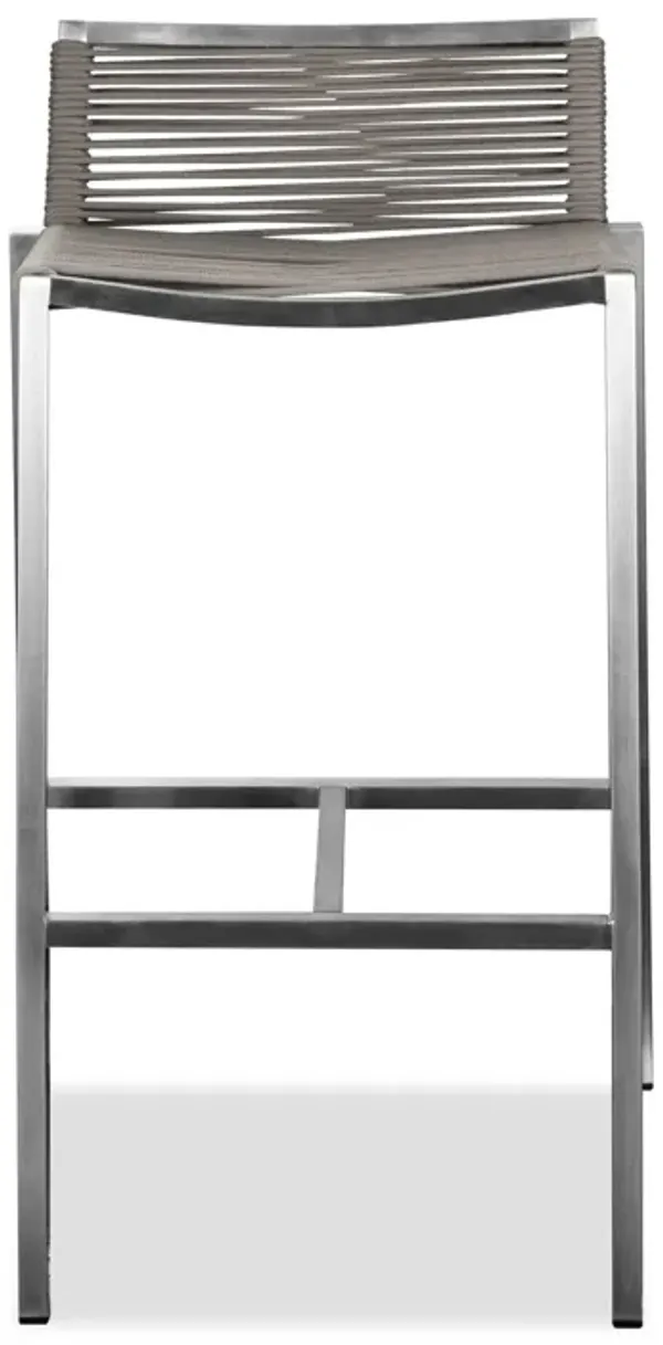 Stainless Steel Low Back Bar Height Bar Chair - Brown / Silver