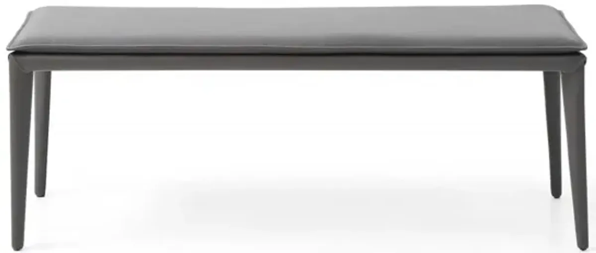 Upholstered Faux Leather Bench - Gray