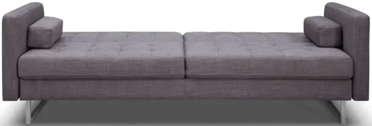 Fabric Sofa With Silver Legs - Gray