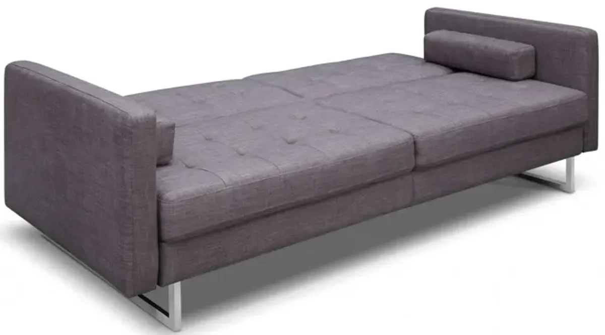 Fabric Sofa With Silver Legs - Gray