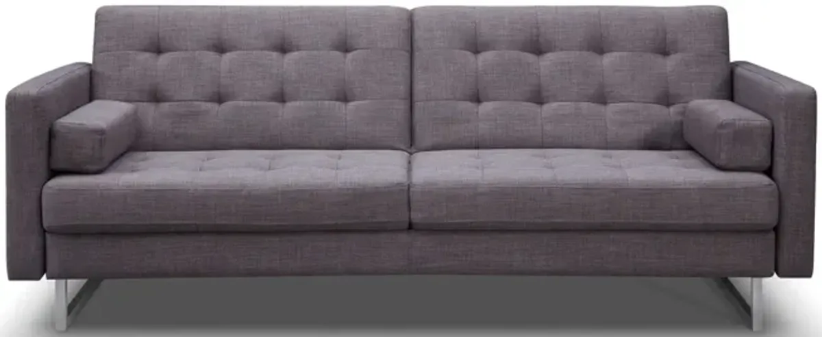 Fabric Sofa With Silver Legs - Gray