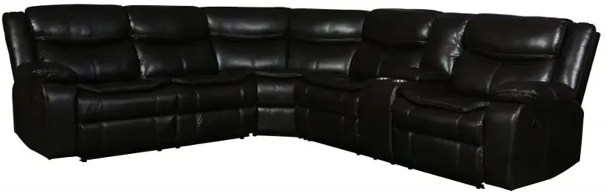 Polyester Blend Reclining U Shaped Three Piece Corner Sectional With Console - Brown