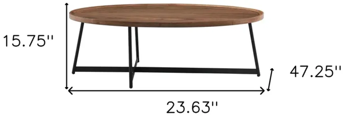 Metal Oval Coffee Table - Brown / Black