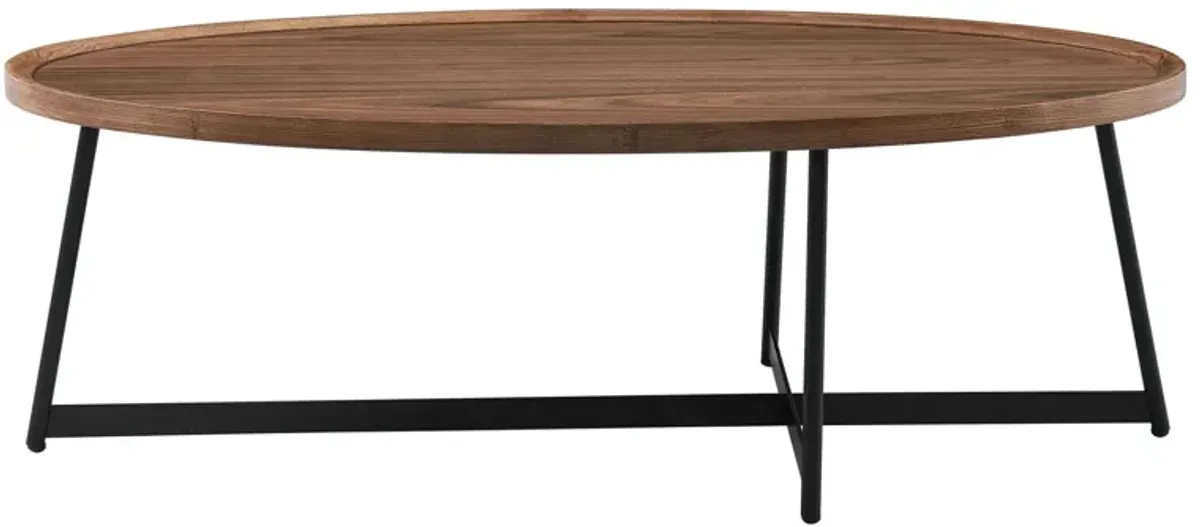 Metal Oval Coffee Table - Brown / Black