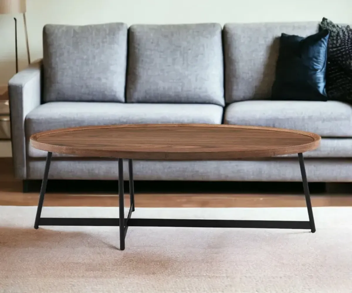 Metal Oval Coffee Table - Brown / Black