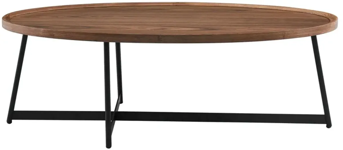 Metal Oval Coffee Table - Brown / Black