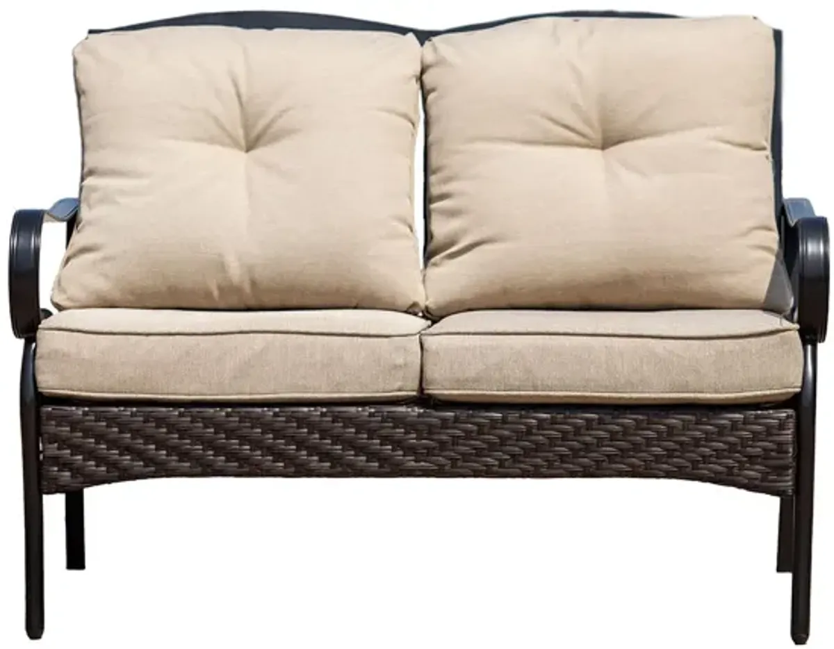 Polyester Blend Sofa With Black Legs - Beige