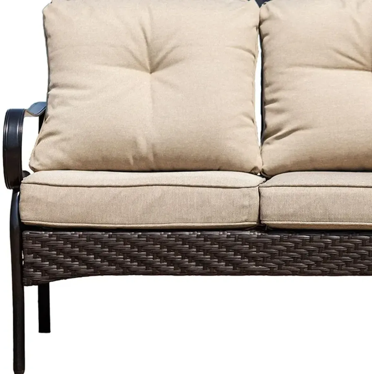 Polyester Blend Sofa With Black Legs - Beige