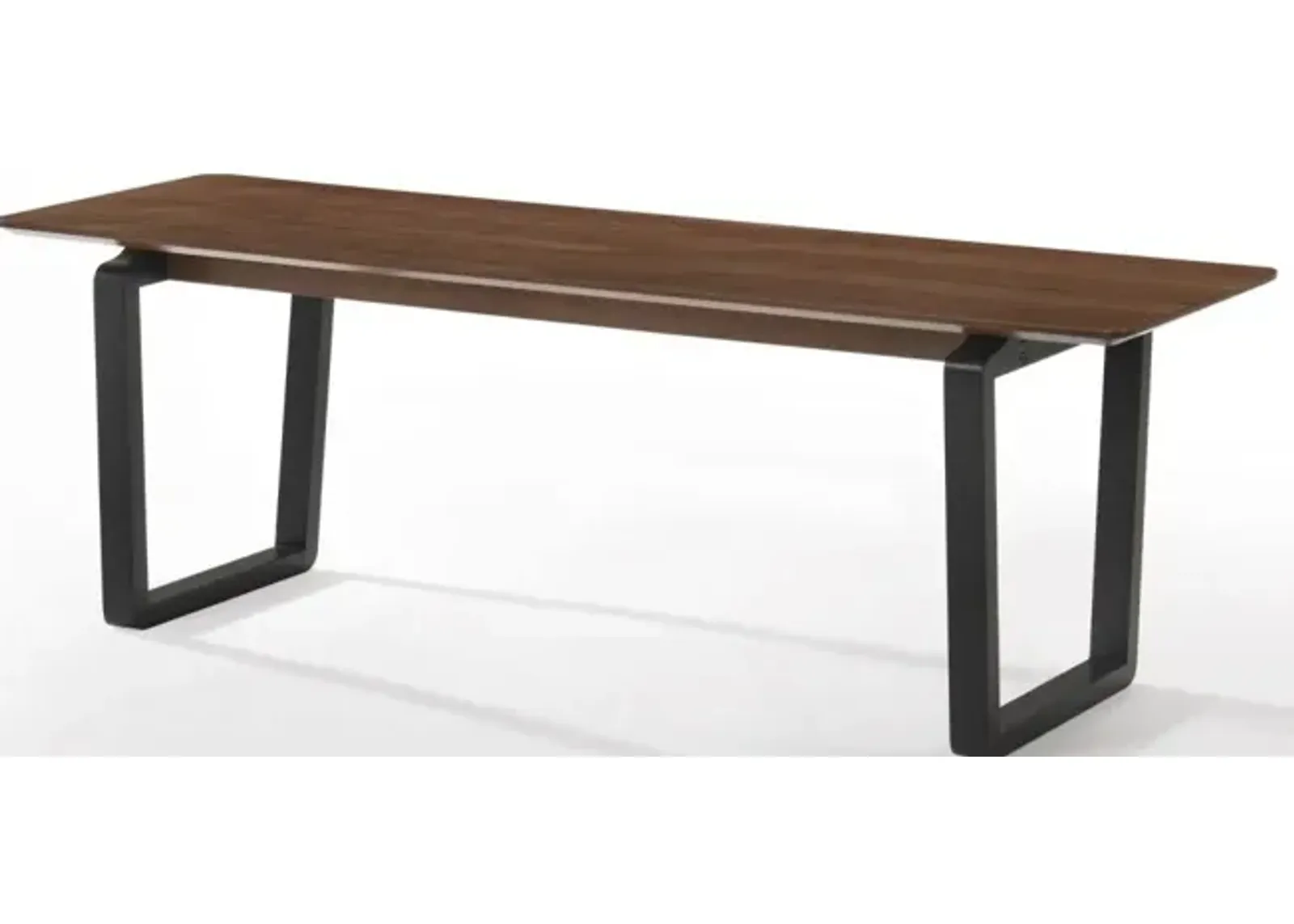 Rectangular Modern Finish Dining Bench With Black Metal U Shaped Legs - Walnut