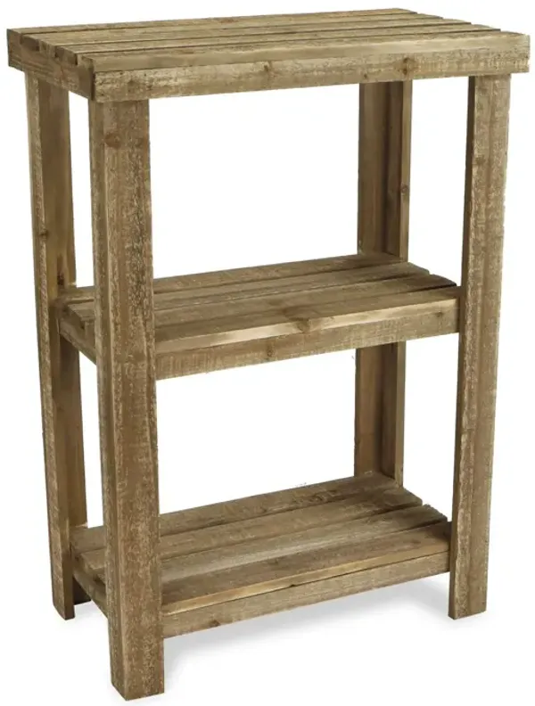 Solid Wood End Table With Two Shelves - Brown