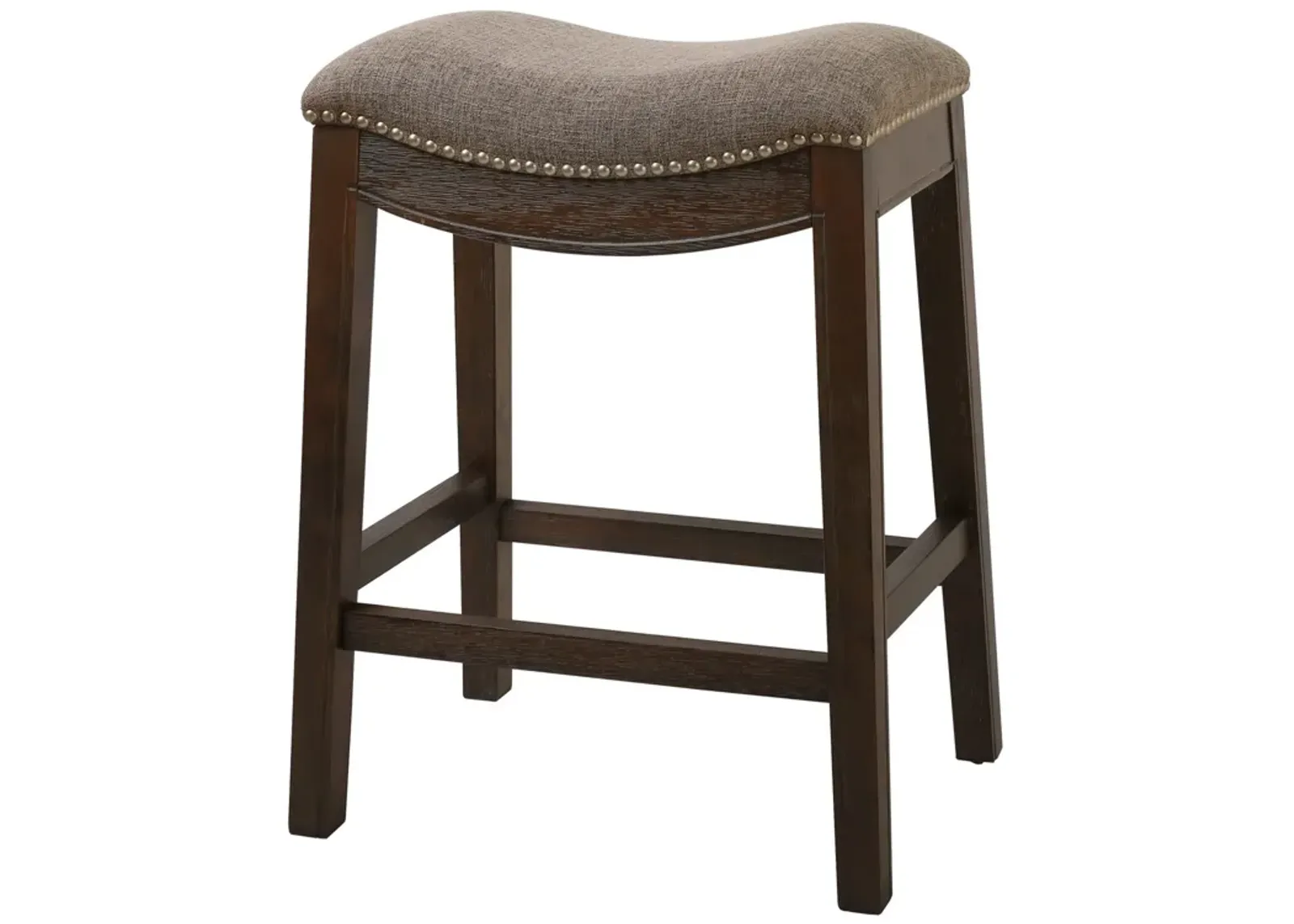 Wood Fabric And Solid Wood Backless Counter Height Bar Chair - Taupe / Brown