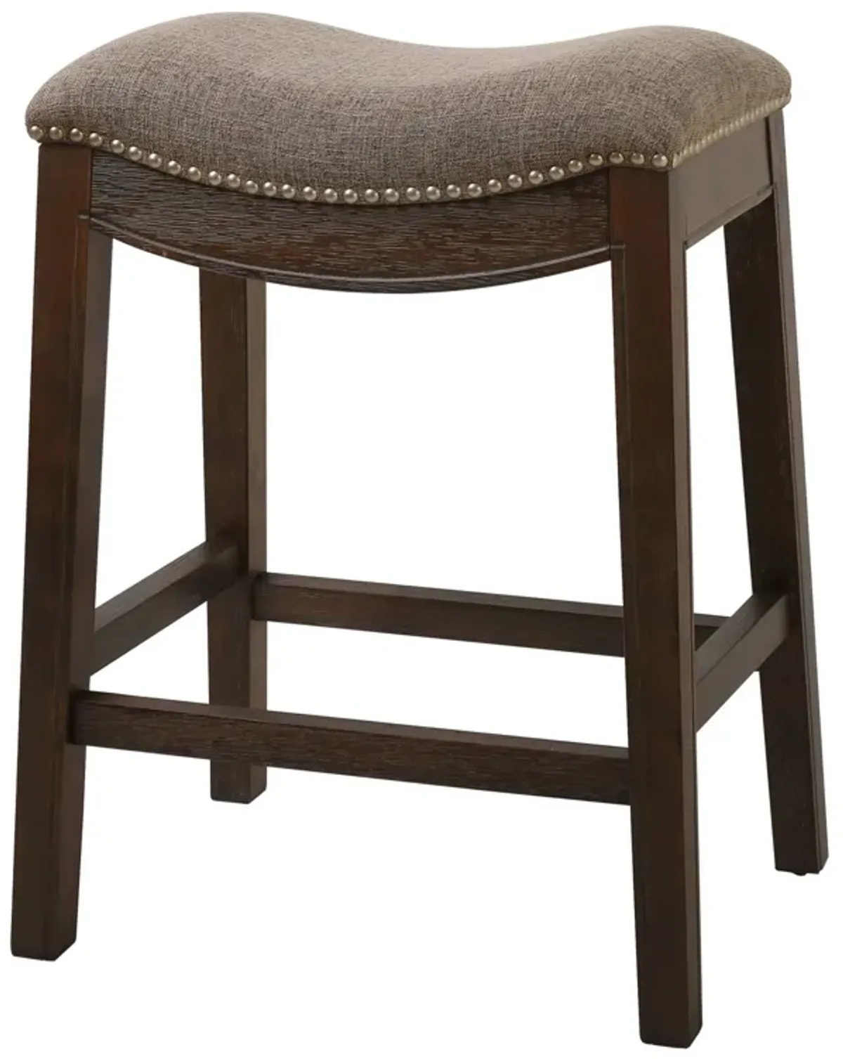 Wood Fabric And Solid Wood Backless Counter Height Bar Chair - Taupe / Brown