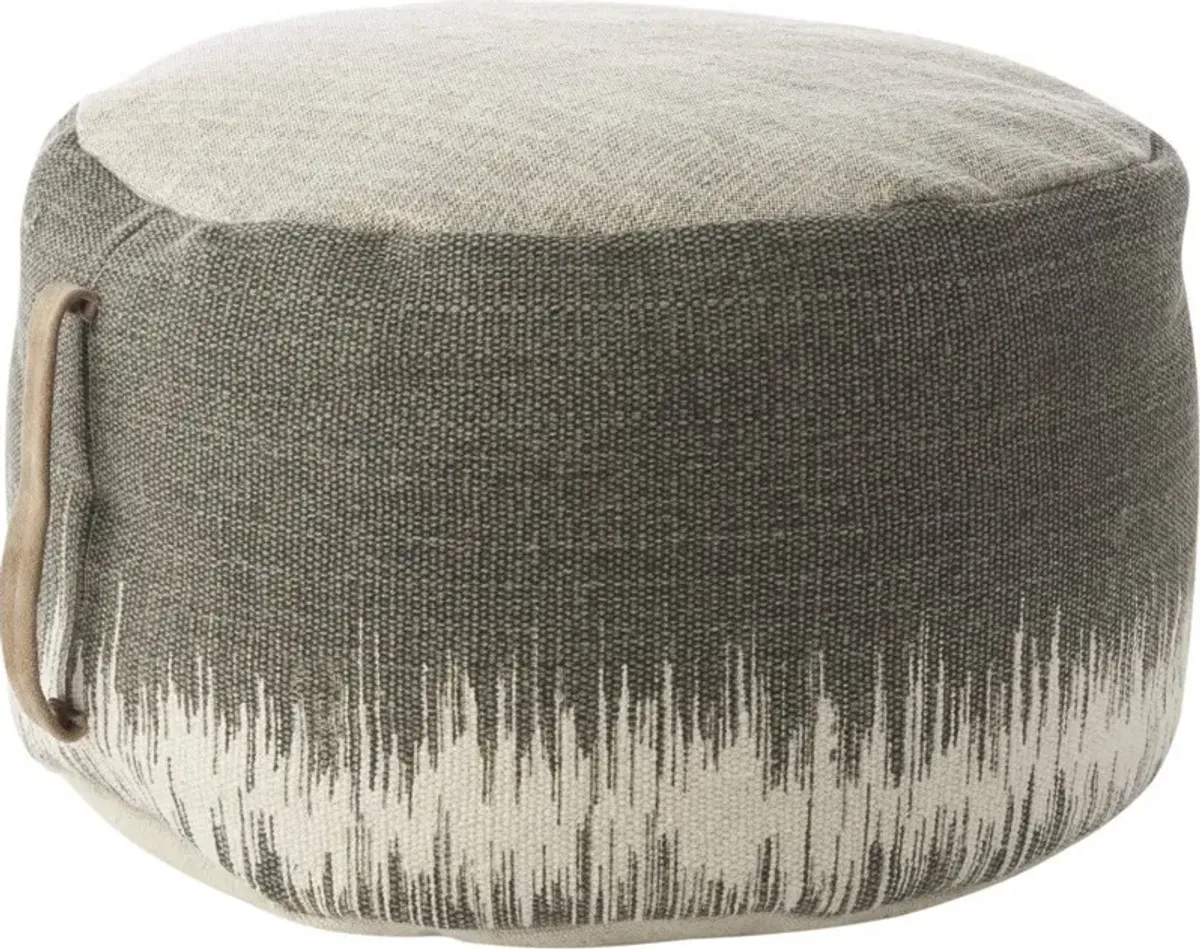 Cotton Abstract Pouf Ottoman - Charcoal