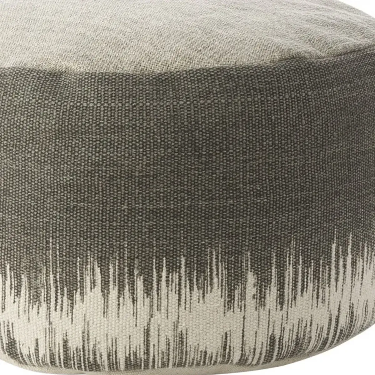 Cotton Abstract Pouf Ottoman - Charcoal