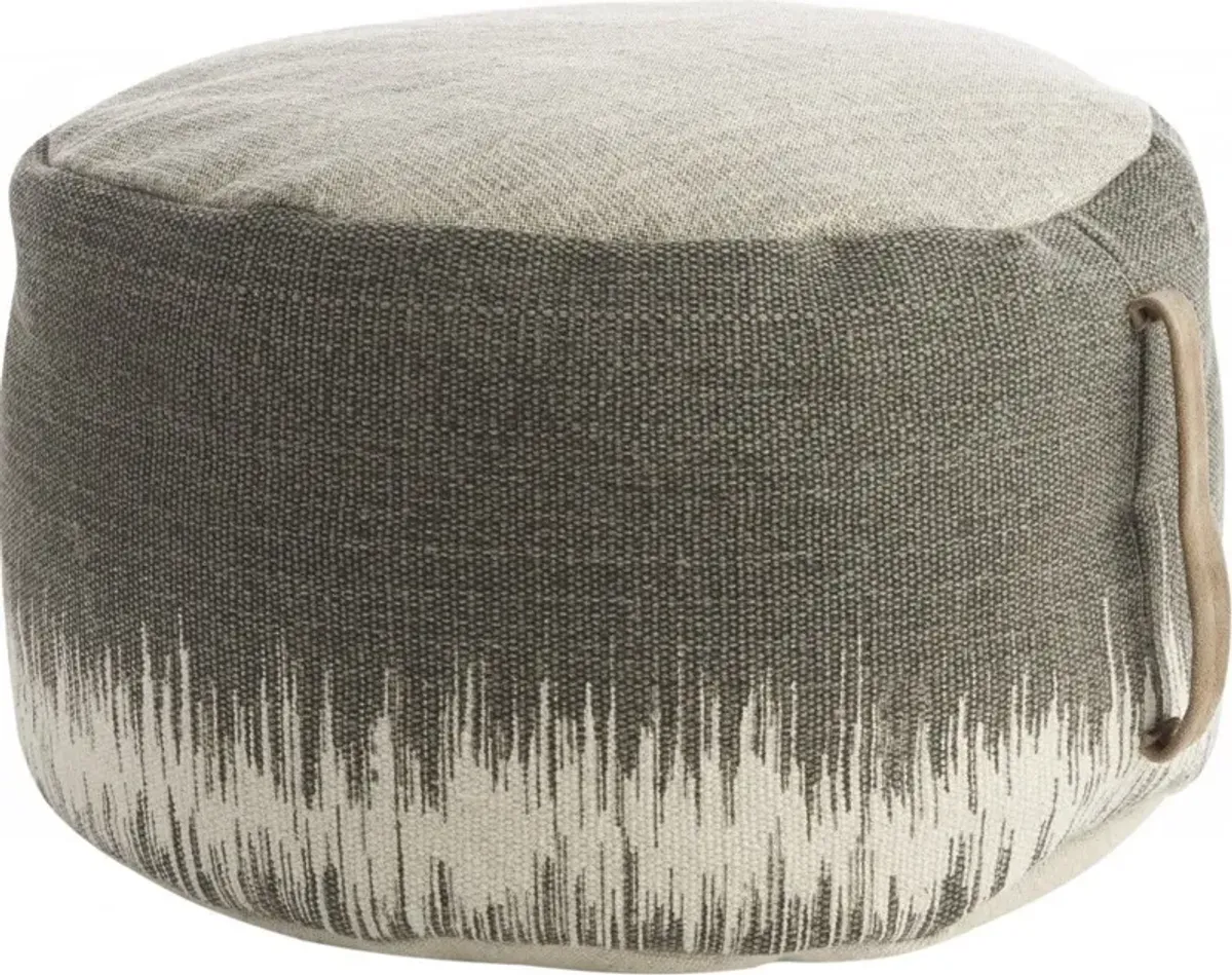 Cotton Abstract Pouf Ottoman - Charcoal