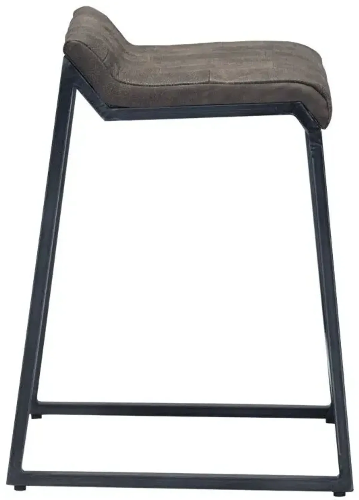 Leather And Iron Low Back Counter Height Bar Chair - Brown / Black