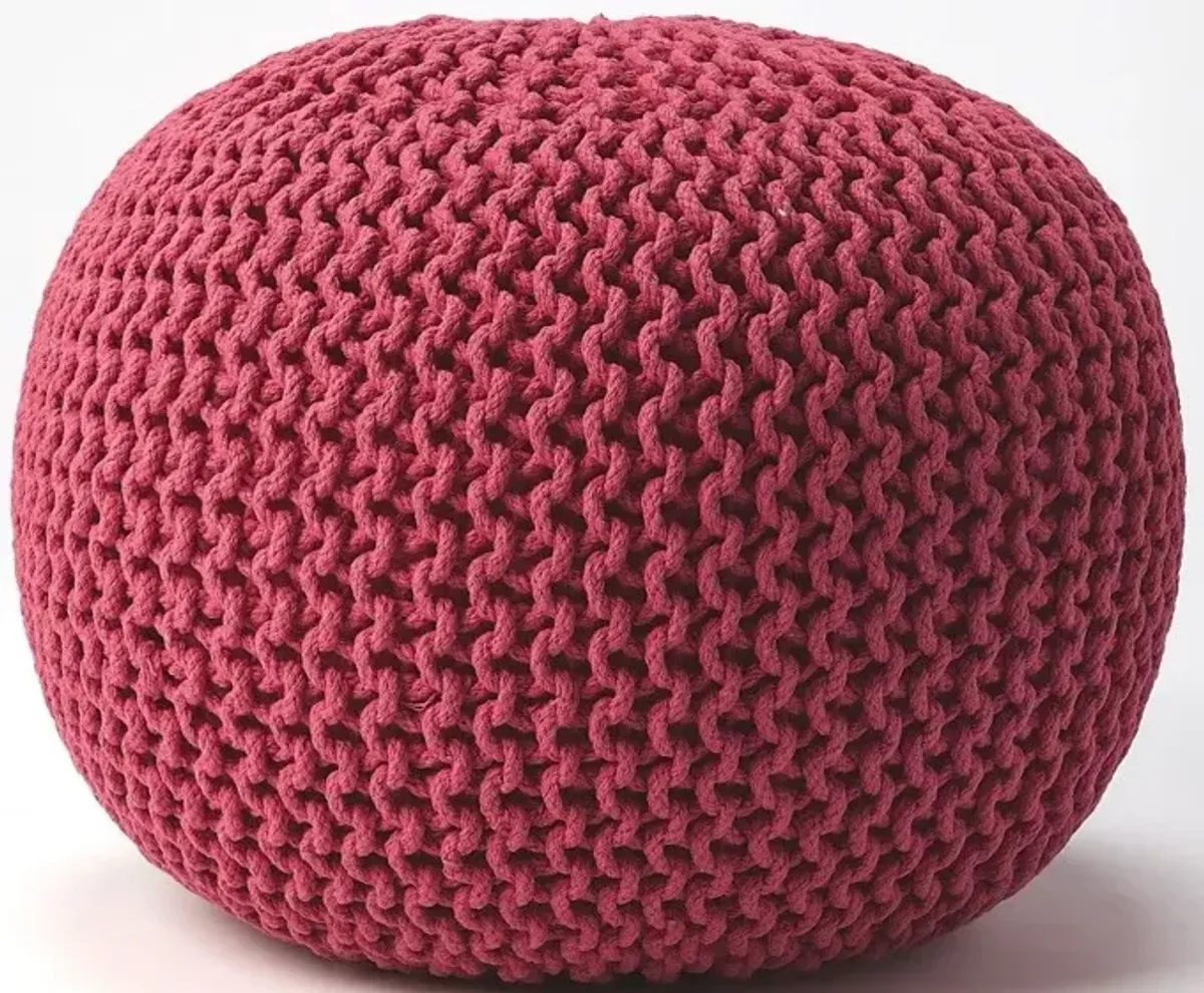 Round Pouf Ottoman - Pink