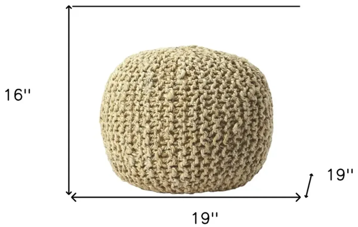 Jute Round Pouf Ottoman - Natural