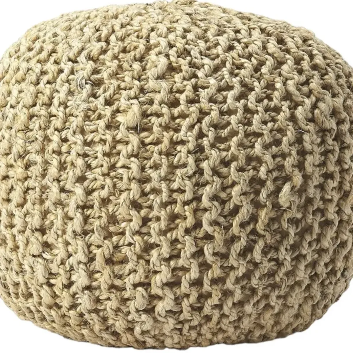 Jute Round Pouf Ottoman - Natural