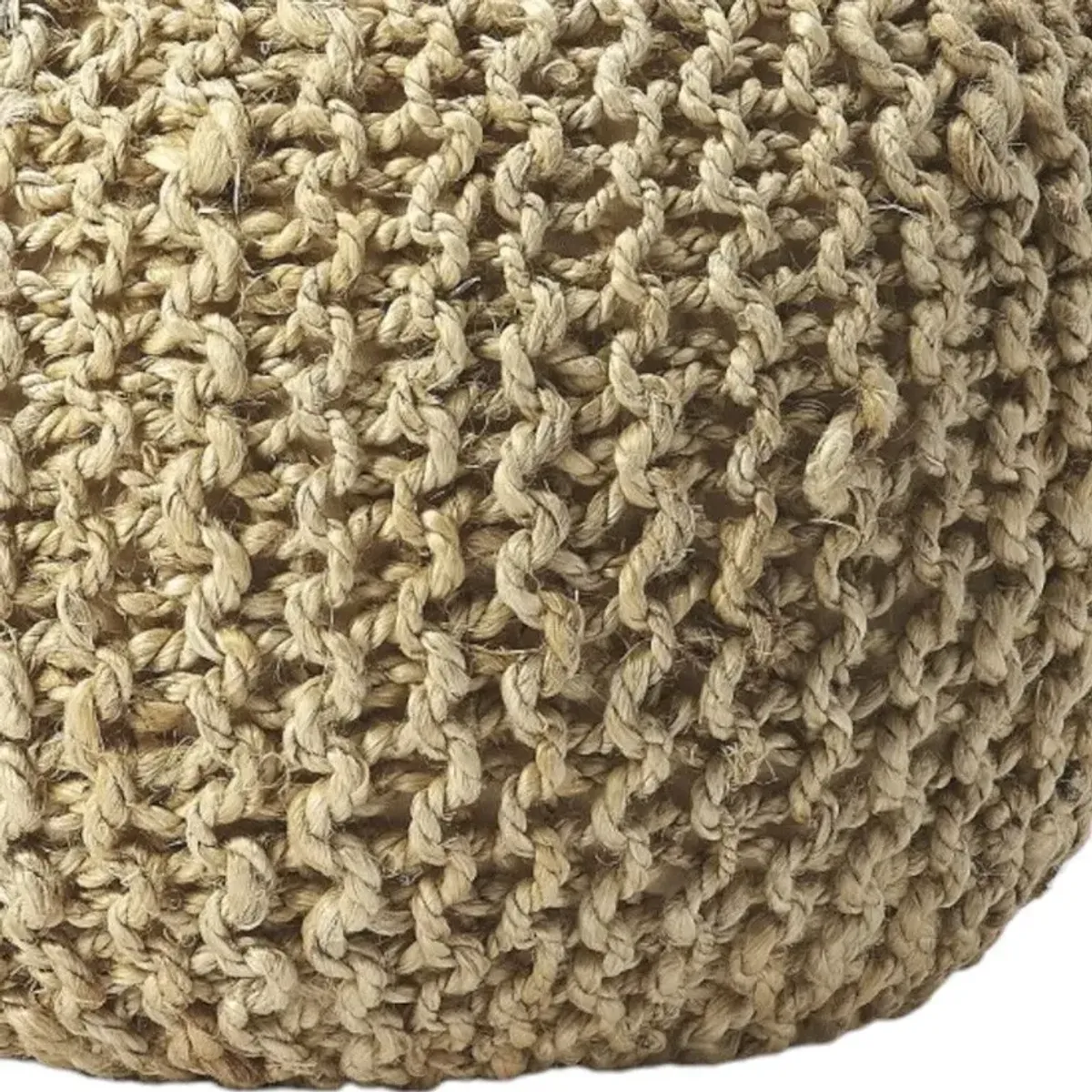 Jute Round Pouf Ottoman - Natural