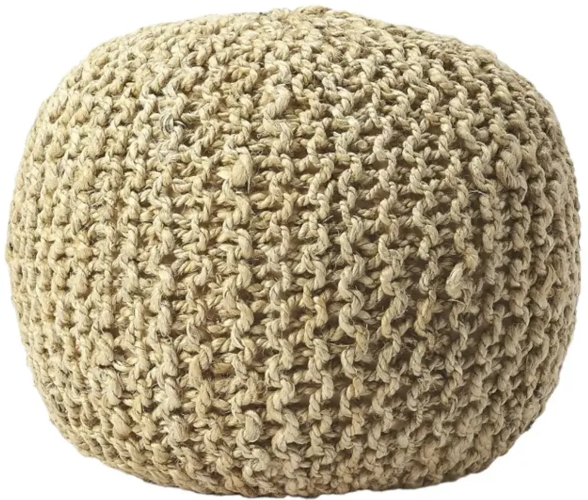 Jute Round Pouf Ottoman - Natural