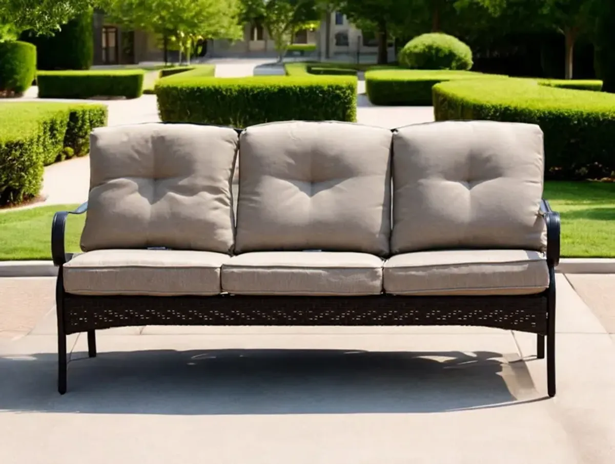 Polyester Blend Settee With Black Legs - Beige