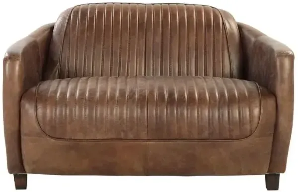 Leather Loveseat - Brown