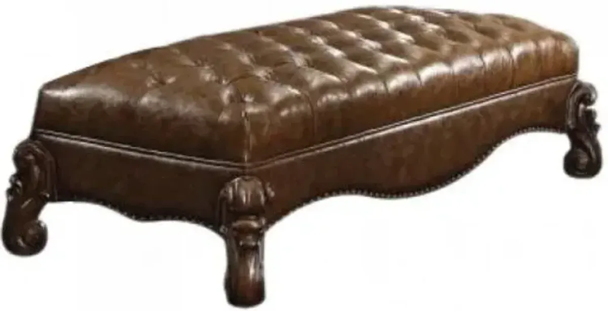 Upholstered Faux Leather Bench - Brown