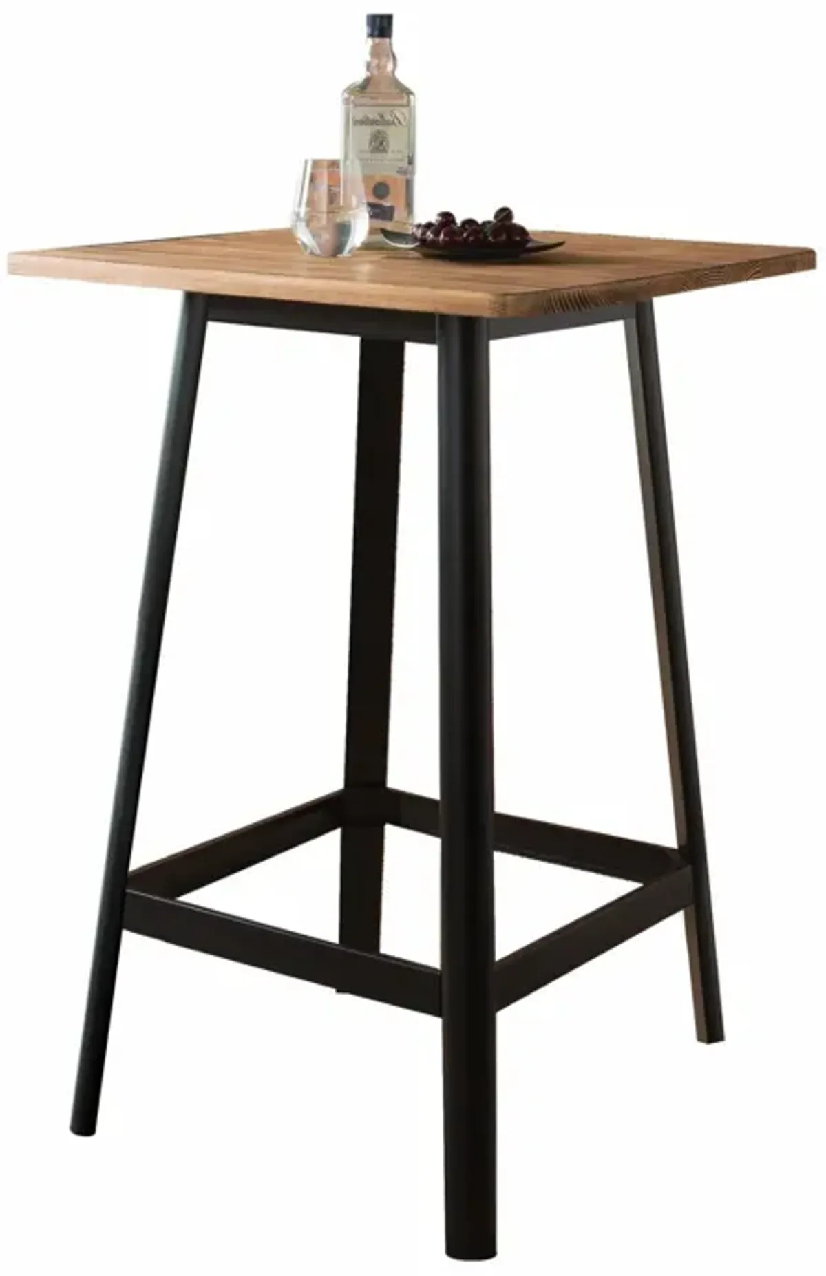 Square High Top Bar Table - Natural / Black