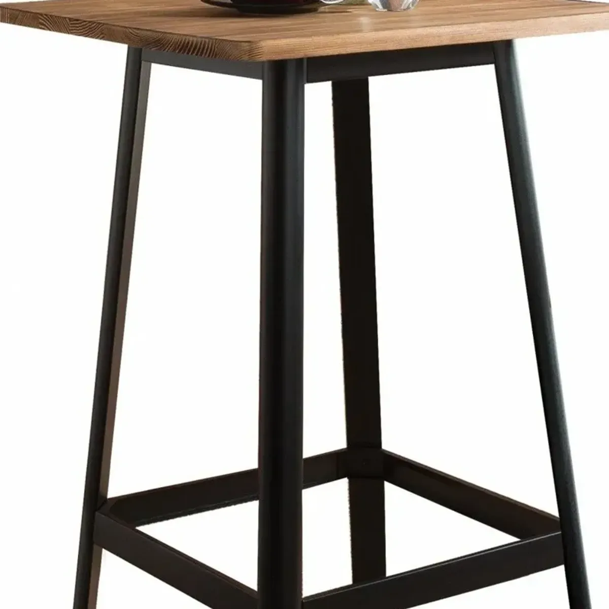 Square High Top Bar Table - Natural / Black