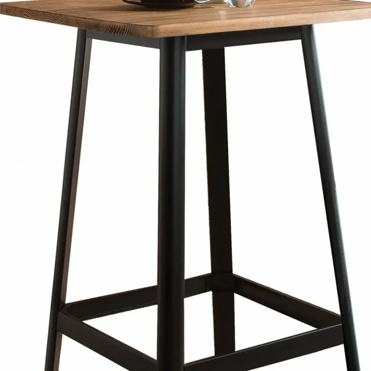 Square High Top Bar Table - Natural / Black